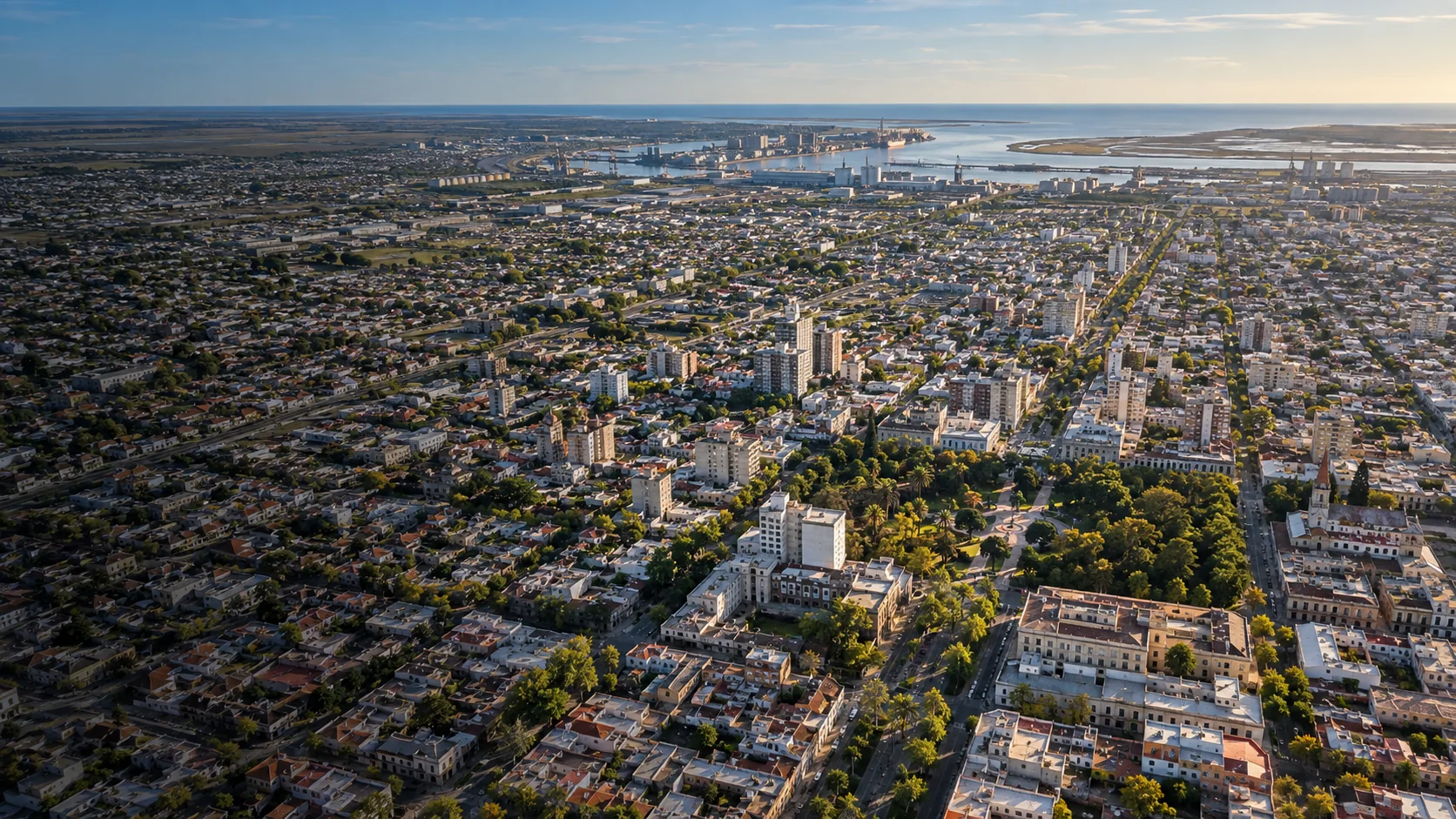 Vista aérea panorámica de Bahía Blanca